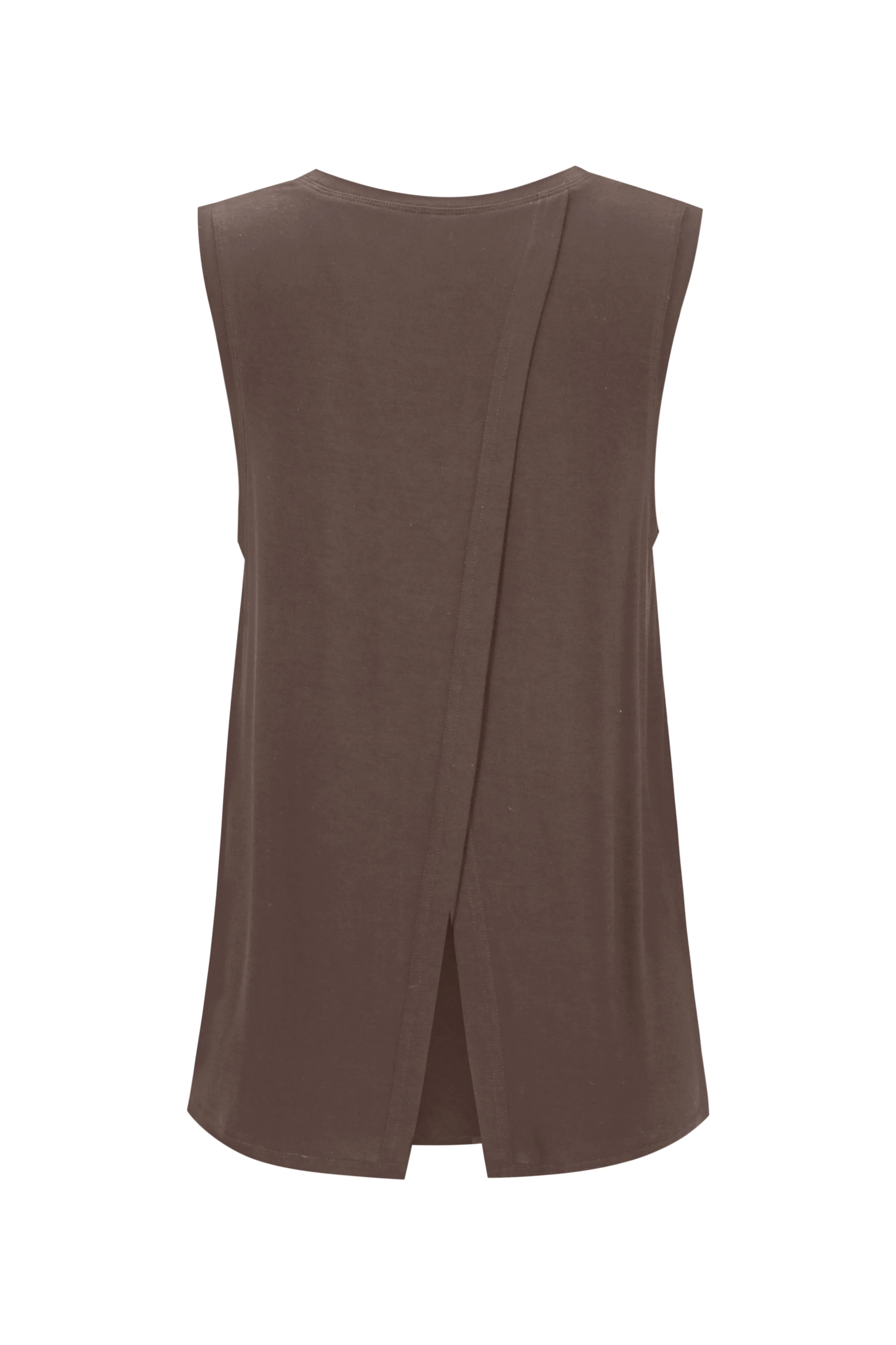 Bamboo Tank with Back Tie - Mocha - Image 2