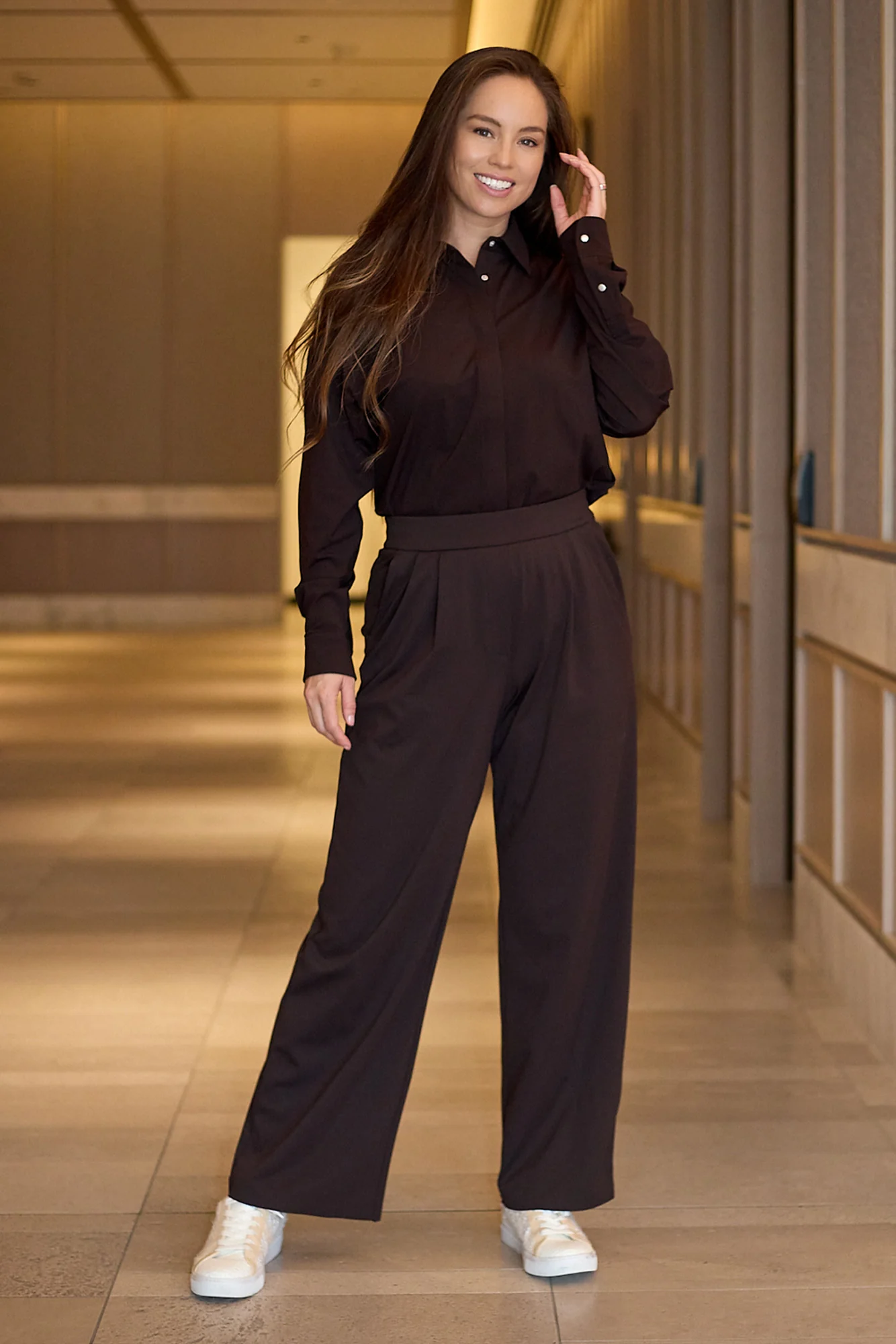 Motion Wide Leg Tailored Pant - Espresso
