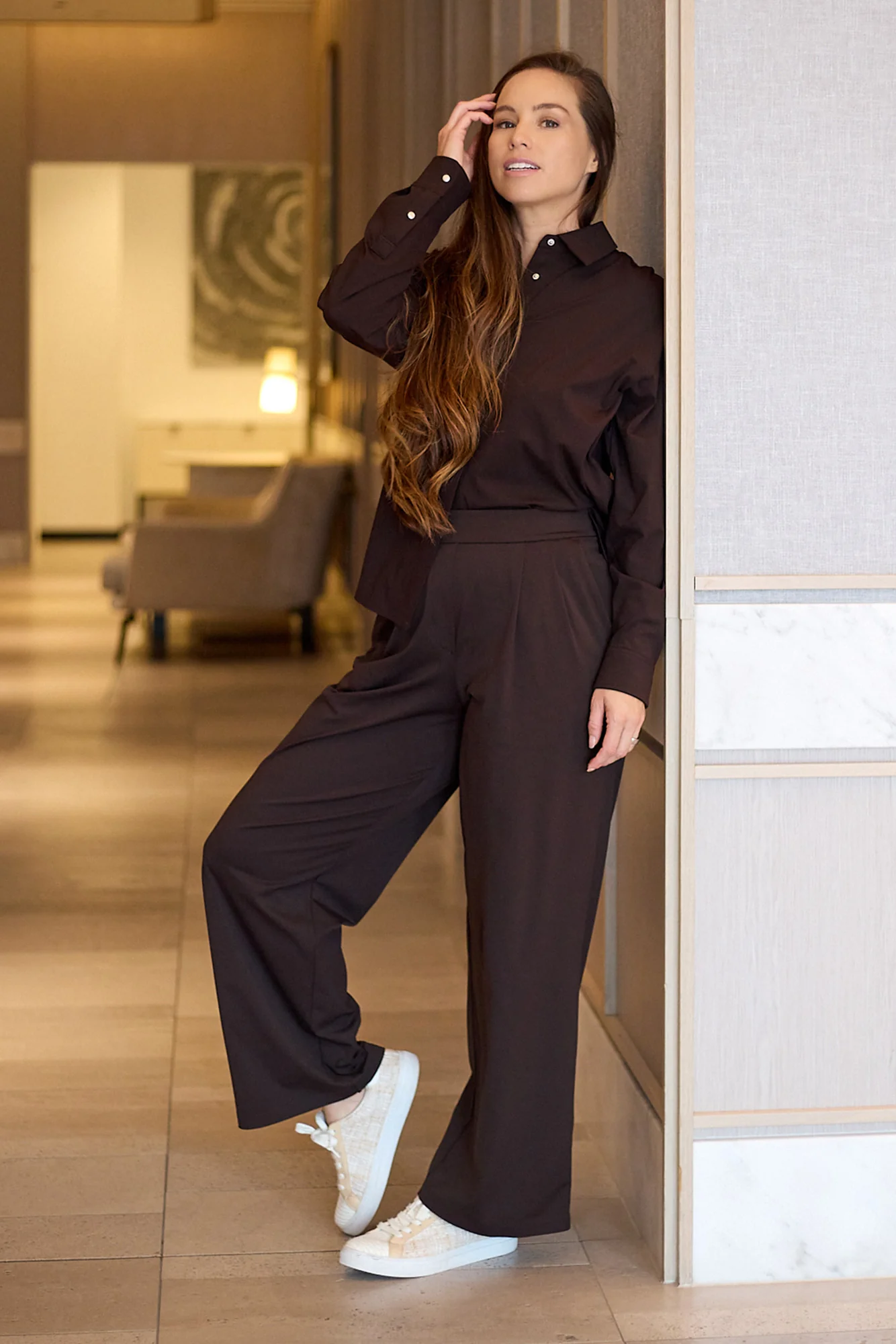 Motion Wide Leg Tailored Pant - Espresso - Image 6