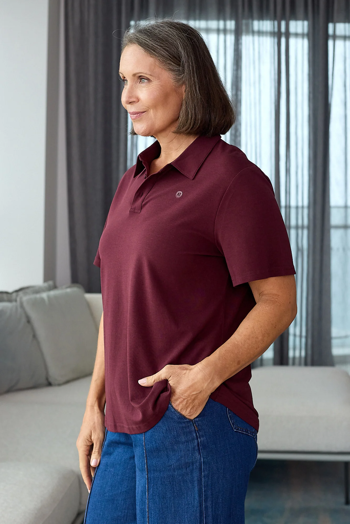 Polo Tee - Burgundy - Image 3